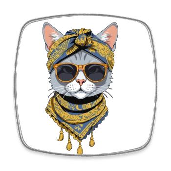 Cute Cat Mom Cat Lover Mom Style - Square fridge magnet - white - Front