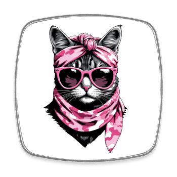 Mignonne maman chat chat maman avec style - Magnet carré - blanc - Devant