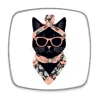 Cute Cat Mom Cat Lover Mom Style - Square fridge magnet - white - Front