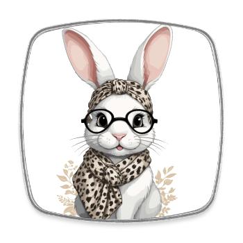 Maman Lapin Mignon Lapin Maman Mignon Lapin de Pâques - Magnet carré - blanc - Devant
