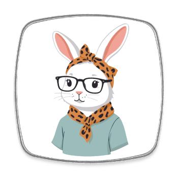 Maman Lapin Mignon Lapin Maman Mignon Lapin de Pâques - Magnet carré - blanc - Devant