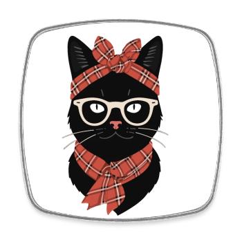 Cute Cat Mom Cat Lover Mom Style - Square fridge magnet - white - Front