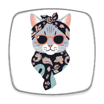 Cute Cat Mom Cat Lover Mom Style - Square fridge magnet - white - Front