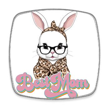 Maman Lapin Mignon Lapin Maman Mignon Lapin de Pâques - Magnet carré - blanc - Devant