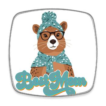 Capymama Lustige Capybara Mutter Liebe - Viereckiger Kühlschrankmagnet - Weiß - Vorne