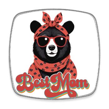 Meilleure maman drôle maman ours fête des mères - Magnet carré - blanc - Devant