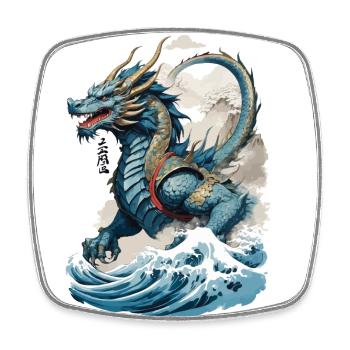 Vintage Ukiyo-E Kunst Japanischer Drache Design - Viereckiger Kühlschrankmagnet - Weiß - Vorne