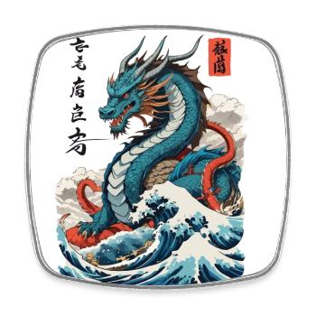 Vintage Ukiyo-E Kunst Japanischer Drache Design - Viereckiger Kühlschrankmagnet - Weiß - Vorne