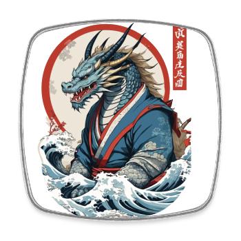 Dragon Anime Fan Japanese Style Vintage - Square fridge magnet - white - Front