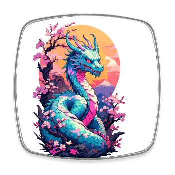 Dragon Anime Fan Japanese Dragon Vintage - Square fridge magnet - white - Front