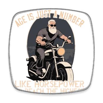 Drôle de motard grand-père moto vintage style rétro - Magnet carré - blanc - Devant