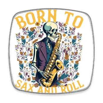 Saxophoniste Rocker Drôle Jazz Musique Design - Magnet carré - blanc - Devant