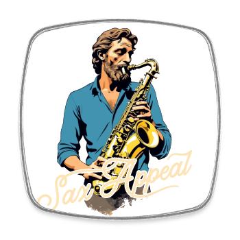 Conception de saxophone amusante pour les amateurs de musique jazz - Magnet carré - blanc - Devant