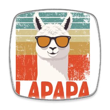 Lapapa Lustiger Lama Vater Perfekter Style - Viereckiger Kühlschrankmagnet - Weiß - Vorne