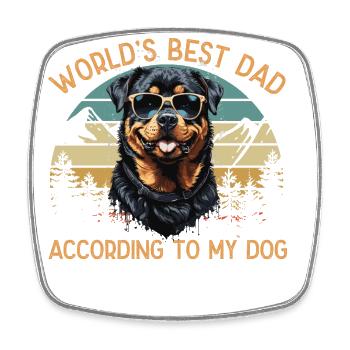 Welt Bester Hundepapa Rottweiler Lustige Motive - Viereckiger Kühlschrankmagnet - Weiß - Vorne
