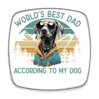 Meilleur chien du monde papa braque de Weimar Funny Dogs - Magnet carré - blanc - Devant