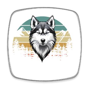 Meilleur Chien Papa Siberian Husky Drôle - Magnet carré - blanc - Devant