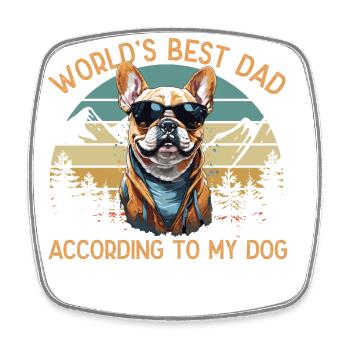 Welt Bester Hundepapa Französische Bulldogge Liebe - Viereckiger Kühlschrankmagnet - Weiß - Vorne