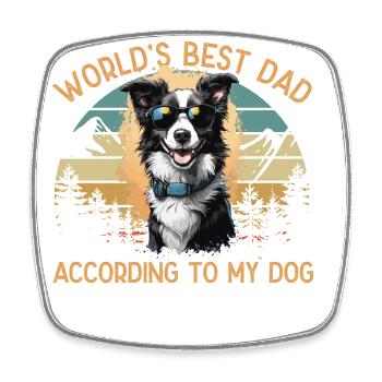 World's Best Dog Dad Australian Shepherd - Square fridge magnet - white - Front