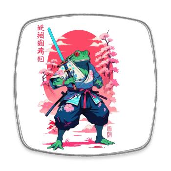 Samouraï Grenouille Esthétique Vaporwave Style Japon - Magnet carré - blanc - Devant