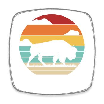 Retro Büffel Bovinae Amerikanischer Bison Liebhaber Bison - Viereckiger Kühlschrankmagnet - Weiß - Vorne