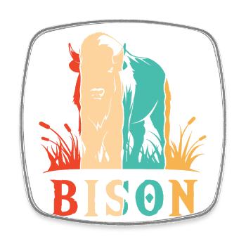 Retro Büffel Amerikanischer Bison Bovinae Liebhaber Bison - Viereckiger Kühlschrankmagnet - Weiß - Vorne