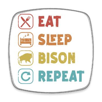 Manger Dormir Bison Répéter Buffalo Bovinae Américain - Magnet carré - blanc - Devant