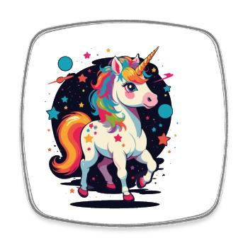 Amoureux de la licorne Licornes drôles Motif mignon - Magnet carré - blanc - Devant