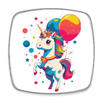 Unicorn Lover Bright Colors Design - Square fridge magnet - white - Front