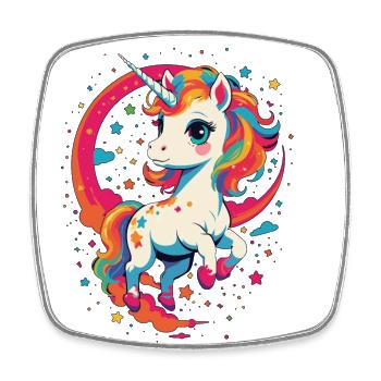 Amoureux de la licorne Couleurs vives Fantaisie - Magnet carré - blanc - Devant