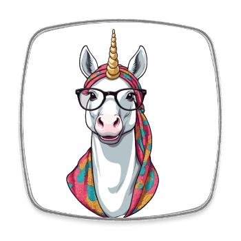 Licorne Maman Élégante Licorne Femme Fête des Mères - Magnet carré - blanc - Devant