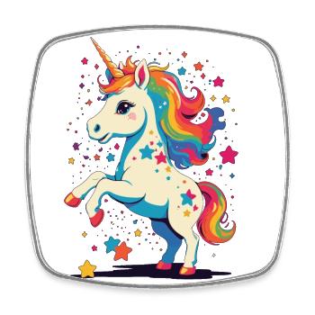 Licornes drôles Licorne mignonne Licorne Fille - Magnet carré - blanc - Devant