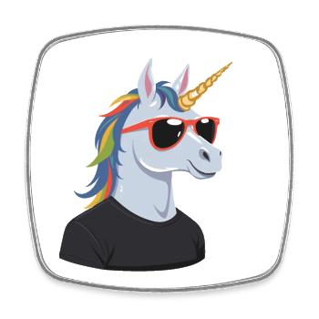 Papa Einhorn Lustiges Vatertag Design - Viereckiger Kühlschrankmagnet - Weiß - Vorne