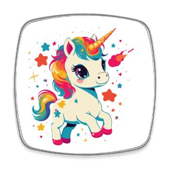 Fille Licorne d’anniversaire unique - Magnet carré - blanc - Devant