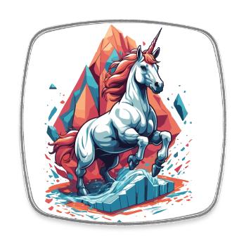 Licornes drôles Licorne aux couleurs vives - Magnet carré - blanc - Devant