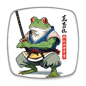 Samurai Frosch Vintage Ukiyo-e Stil Japan Style - Viereckiger Kühlschrankmagnet - Weiß - Vorne