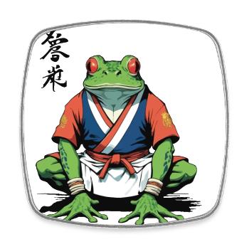 Samurai Frosch & Vintage Ukiyo-e Stil Design - Viereckiger Kühlschrankmagnet - Weiß - Vorne