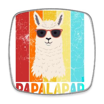 Funny Llama Dad Papalapap Perfect Father's Day - Square fridge magnet - white - Front