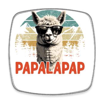 Funny Llama Dad Papalapap Perfect Father's Day - Square fridge magnet - white - Front