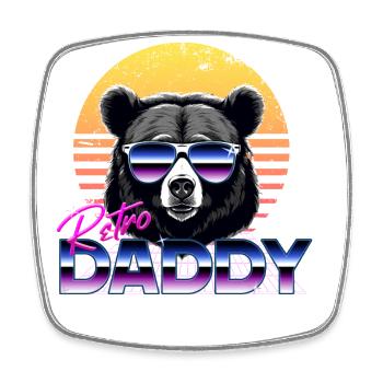 Retro Daddy Vintage Dad Perfect Father's Day Design - Square fridge magnet - white - Front
