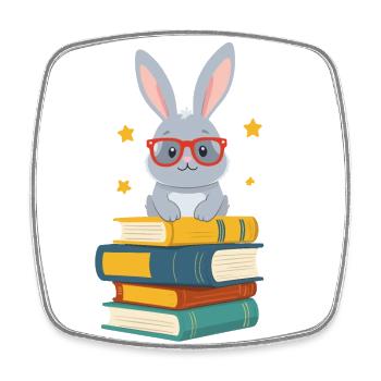 Lesender Hase Begeisterter Buchliebhaber Perfekter - Viereckiger Kühlschrankmagnet - Weiß - Vorne