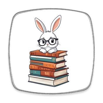 Lesender Hase Perfekter Bücherwurm Stil - Viereckiger Kühlschrankmagnet - Weiß - Vorne