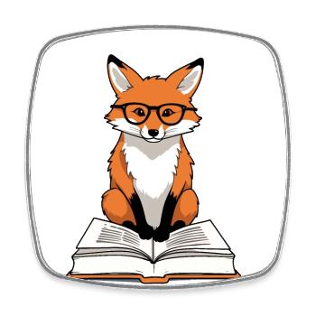 Niedlicher Buch Liebhaber Fuchs Mit Brille - Viereckiger Kühlschrankmagnet - Weiß - Vorne