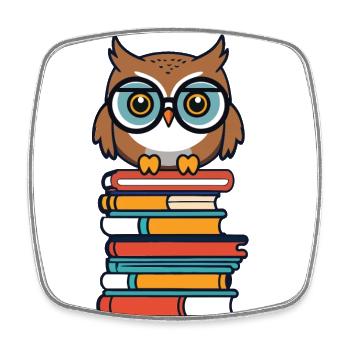 liteSüße Buch Illustration Für Eulen Liebhaber - Viereckiger Kühlschrankmagnet - Weiß - Vorne