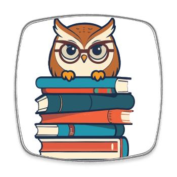 Books Owl Cute Book Illustration Owls Lover - Square fridge magnet - white - Front