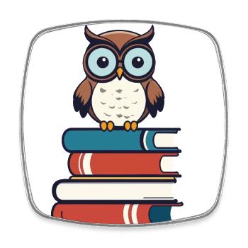 Books Owl Cute Book Illustration - Square fridge magnet - white - Front