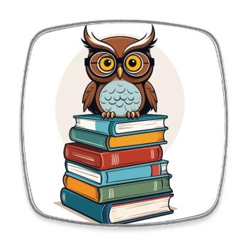 Books Owl Owls Lover Cute Book Illustration - Square fridge magnet - white - Front