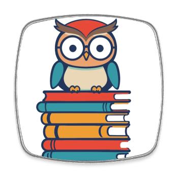 Bücher Eule Niedlicher Bücherwurm Leseratte - Viereckiger Kühlschrankmagnet - Weiß - Vorne