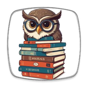 Owls Lover Cute Book Illustration - Square fridge magnet - white - Front
