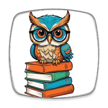 Bücher Eule Lustiger Buch Liebhaber Illustration - Viereckiger Kühlschrankmagnet - Weiß - Vorne